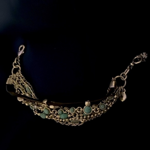 Lucky Brand Turquoise Stone Chain Leather Bracelet - Picture 4 of 6